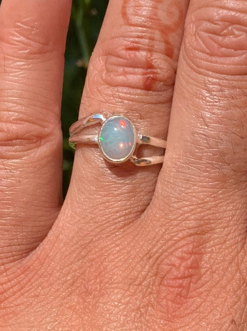 Hammered Opal Ring