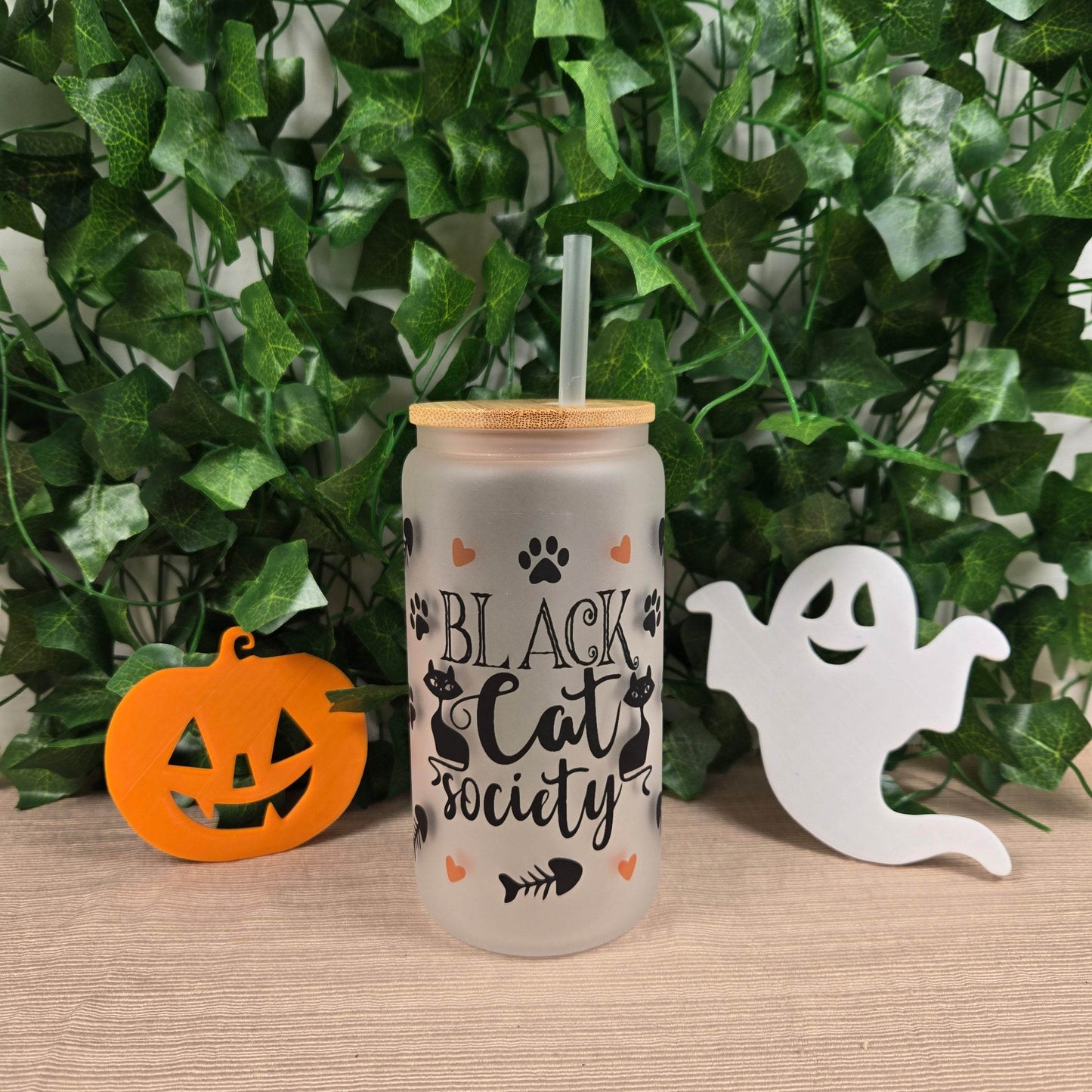 Halloween 16oz Glass Jar Clear or Frosted (Multiple Designs Available)