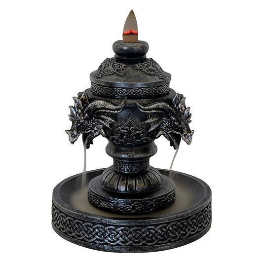 Celtic Triple Dragon Head Polyresin Backflow Incense Burner