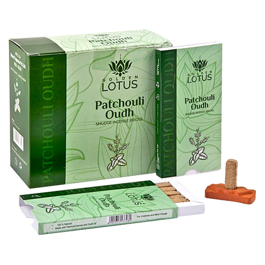 Golden Lotus Patchouli Oudh Smudge Incense Bricks 15ct