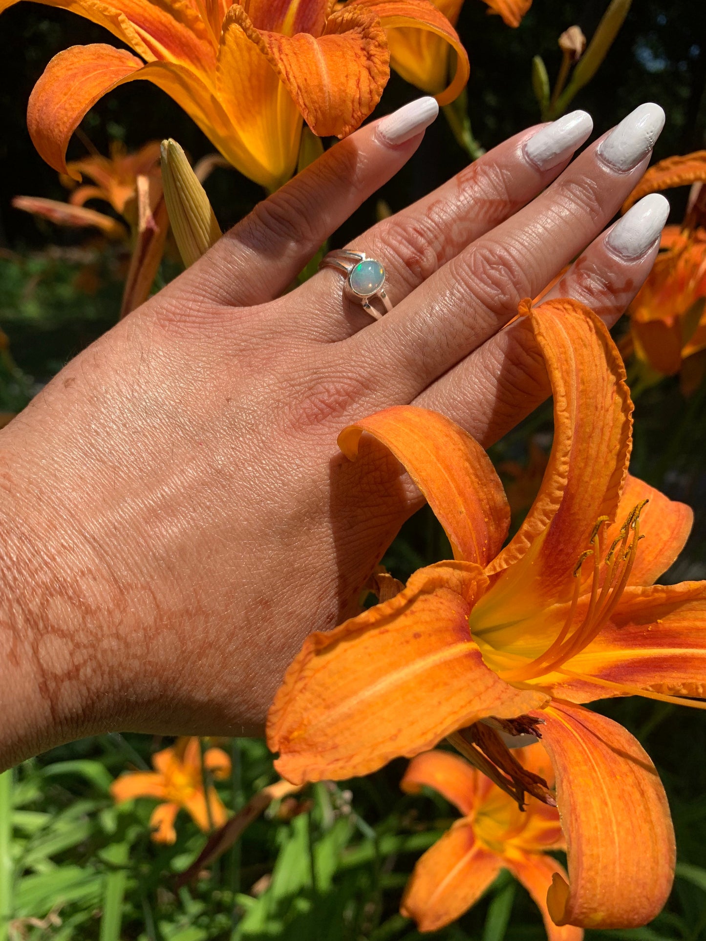 Hammered Opal Ring