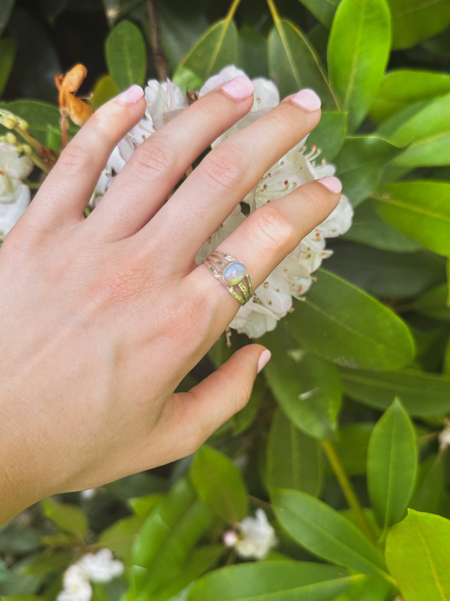 Hammered Opal Ring