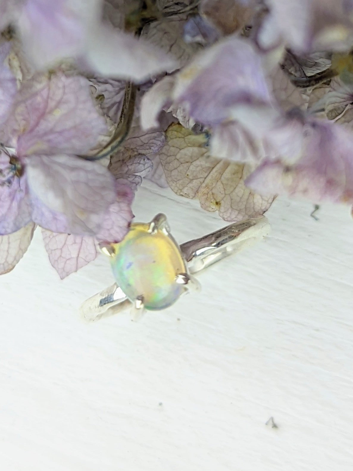 Hammered Opal Ring