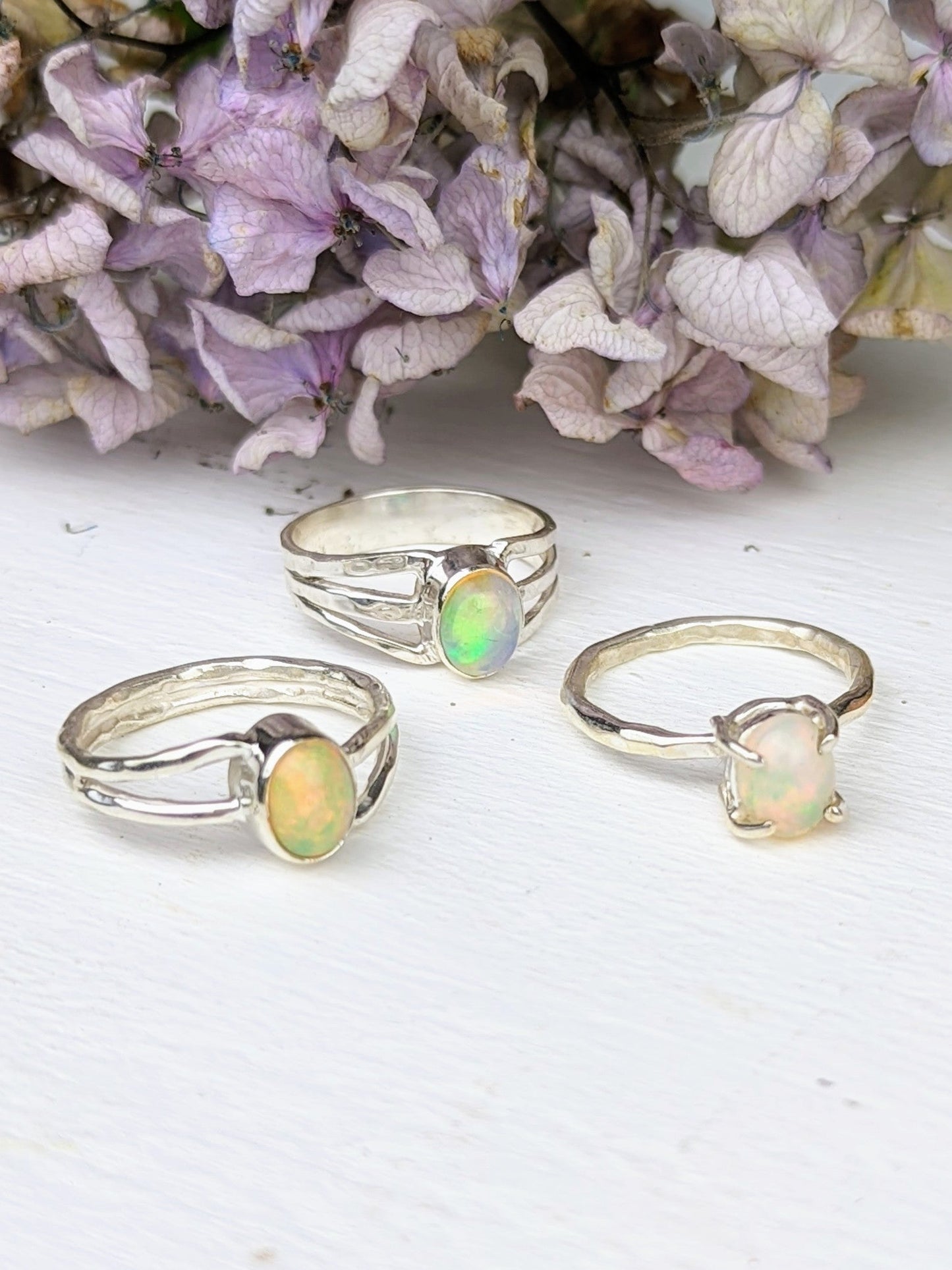 Hammered Opal Ring