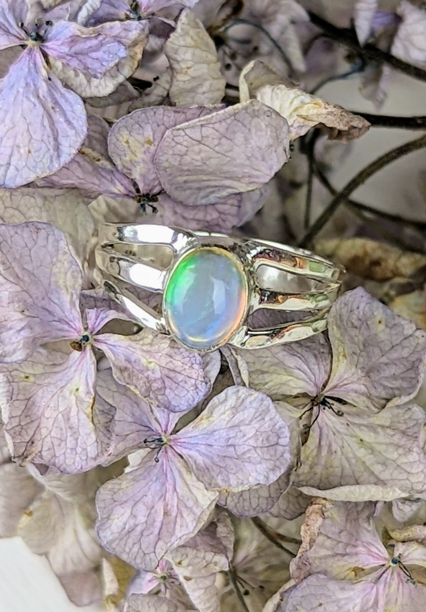 Hammered Opal Ring